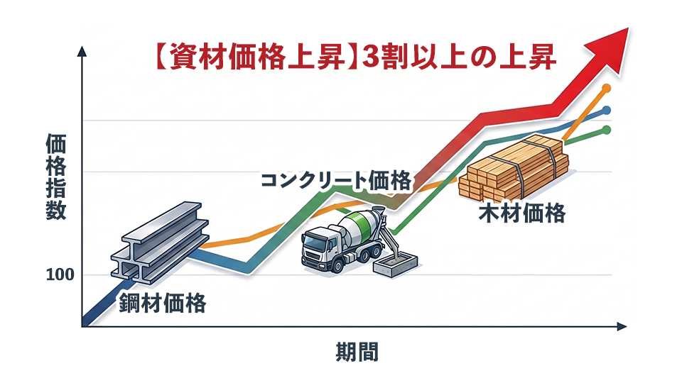 【資材価格上昇】3割以上の上昇